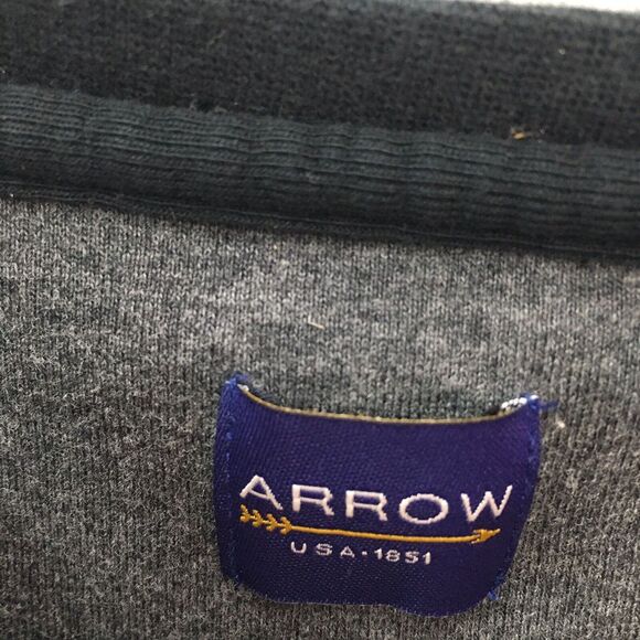 Arrow Solid Dark Gray Long Sleeve Knit Shirt Size XL Mens Casual Crew Neck - Picture 4 of 12